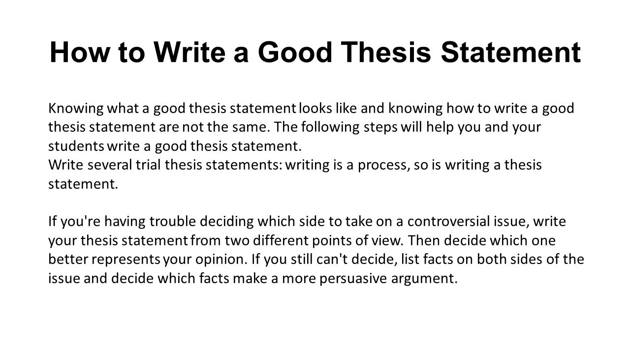 Can anybody give me an Example of a Thesis Statement?